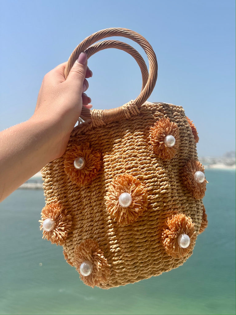 PEARL FLOWER - Woven Beach Bag