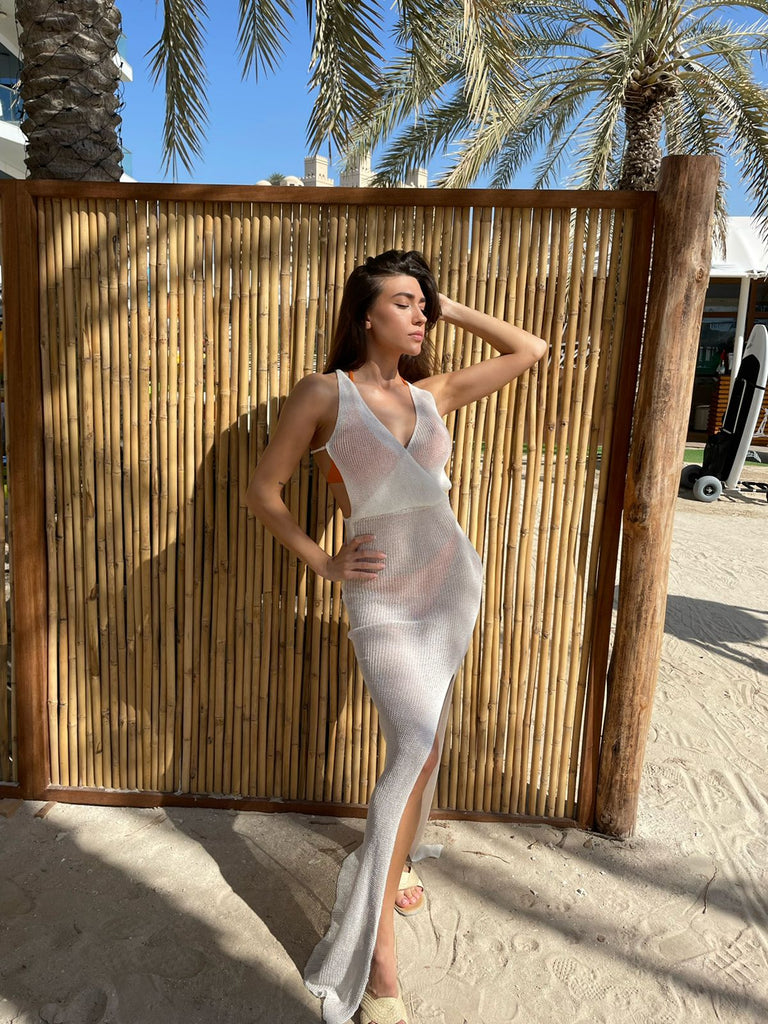 UNDER THE PALM - Beach Maxi Dress (White)