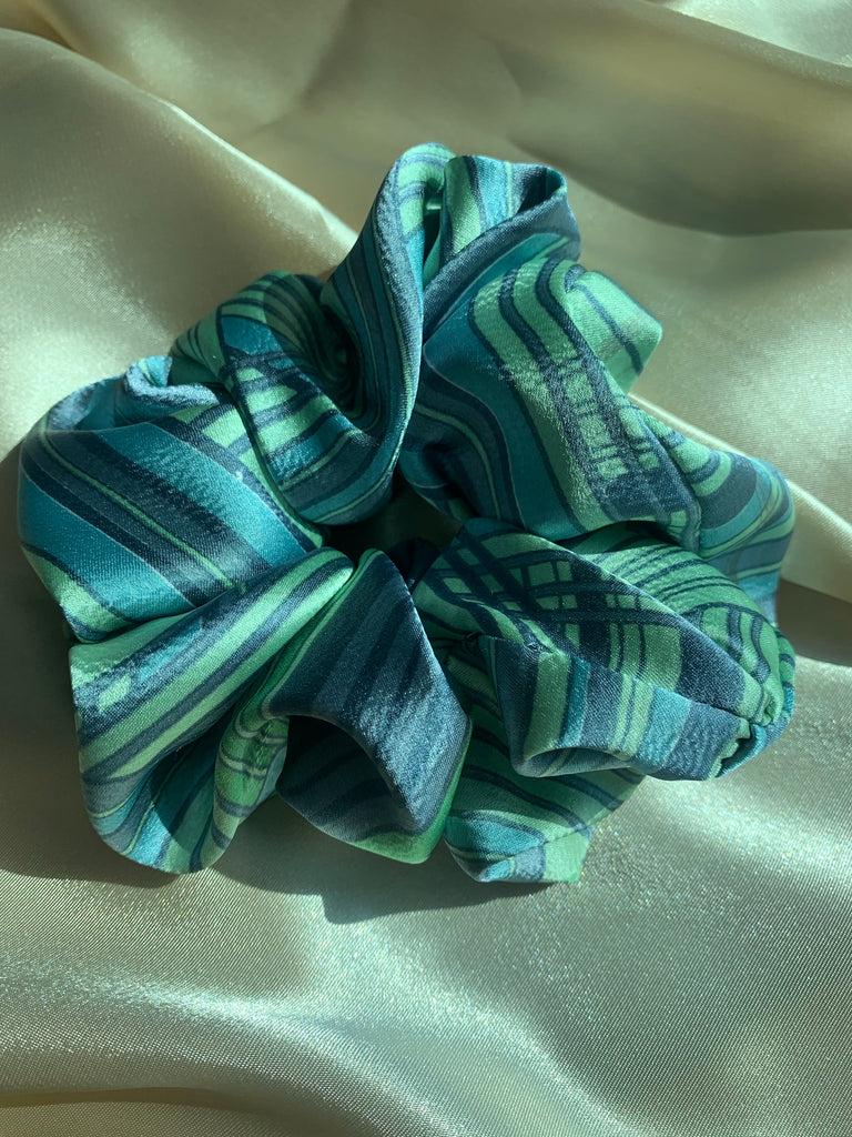 ‘Blue Lines’ Handmade Scrunchie