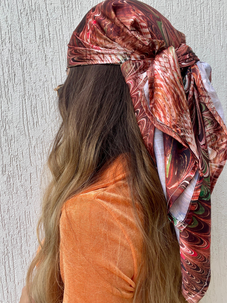 THE GOLDEN HOUR - 'TRIBE' - Silk Satin Headscarf