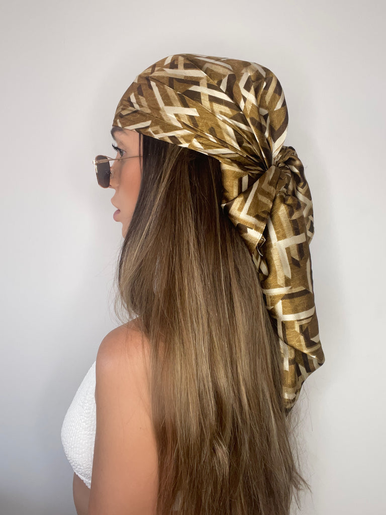 THE GOLDEN HOUR - 'ON THE BLOCK' - Silk Satin Headscarf