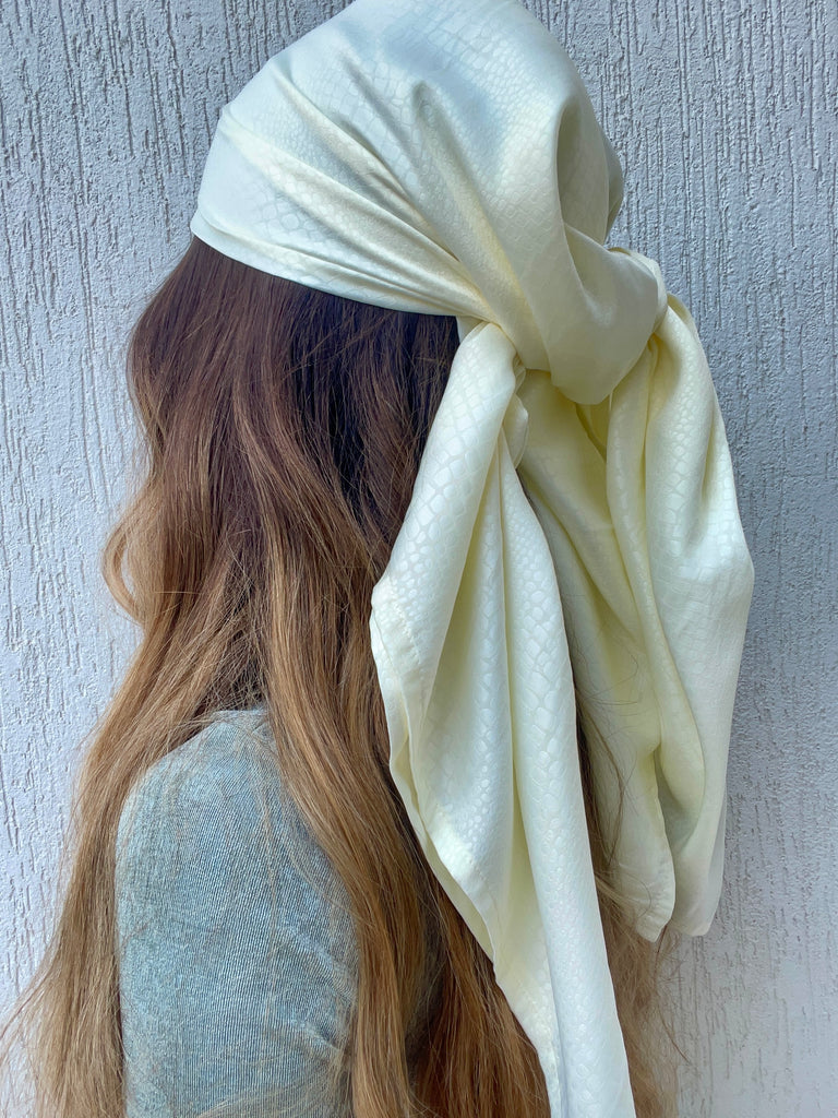 THE GOLDEN HOUR - 'CREAM SNAKE PRINT' - Digital Crepe Headscarf