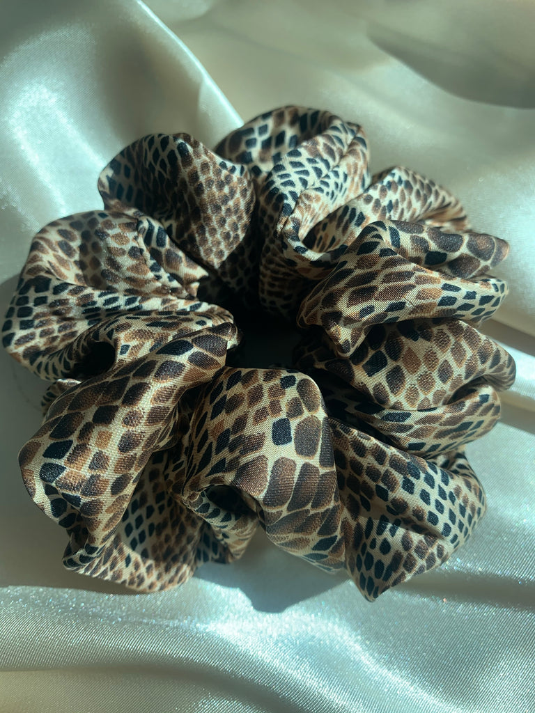 ‘Snake Print’ Silk Satin Handmade Scrunchie
